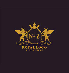 Initial Nz Letter Lion Royal Luxury Heraldiccrest