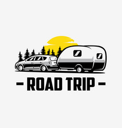 Road Trip Car Caravan Art Isolated