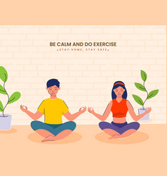 Stay Home Calm And Do Exercise Concept