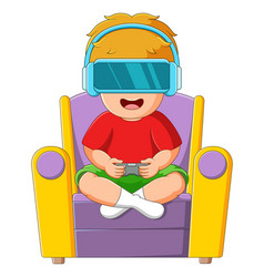 Boy Is Playing Game Console With Virtual Reality