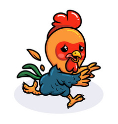 Cute Little Rooster Cartoon Running