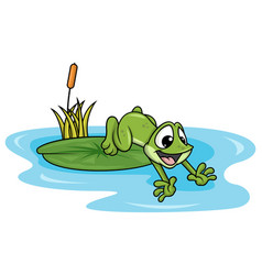 Frog Jumping Into Pond Cartoon Clip Art