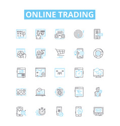 Online Trading Line Icons Set Ecommerce