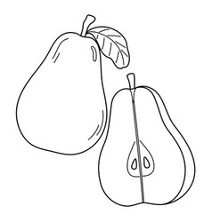 Pear Fruit Isolated Coloring Page For Kids