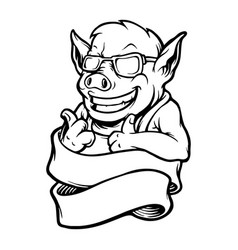 Pig Cool Delicious Monochrome Banner