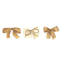 Set Burlap Bow Watercolor