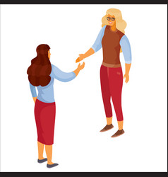 3d Isometry Woman With Blond Hair Shakes Hands