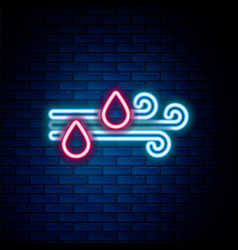 Glowing Neon Line Wind And Rain Icon Isolated On