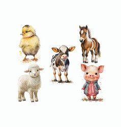 Safari Animal Set Chicken Horse Cow Sheep Pig