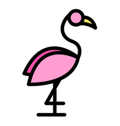 Zoo Flamingo Icon Flat