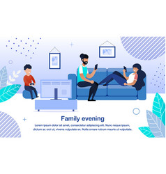 Family Evening Routine Flat Banner Poster