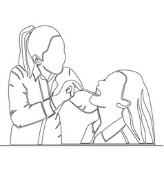 Continuous Line Drawing Teeth Dentistry Checkup