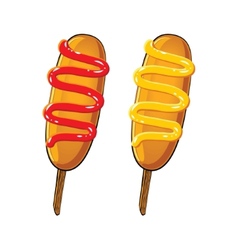 Corn Dog With Ketchup And Mustard