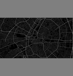 Dark Black Konya City Area Background Map Roads