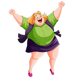 Happy Overweight Woman Cartoon Character