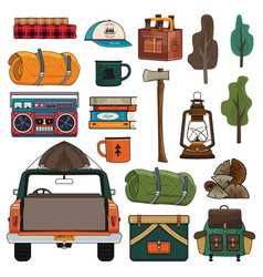 Camping Adventure Clipart Set Summer Hiking