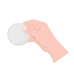 Hand Holds A Round Cotton Pad Face Care