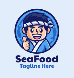 Japanese Sushi Chef Cartoon Logo Design