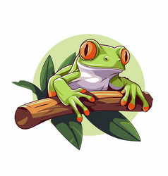 Frog On A Branch Of Cartoon Character