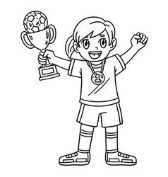 Girl With Soccer Trophy And Medal Isolated