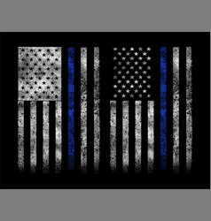 Grunge Usa Police Flag With Thin Blue Line