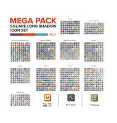 Mega Pack Square Icon Set Bundle Long Shadow