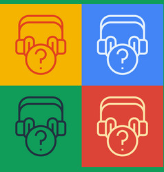 Pop Art Line Headphones With Question Icon