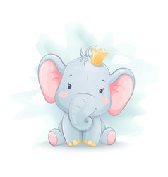 Cute Little Elephant In Crown