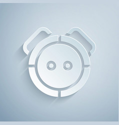 Paper Cut Robot Vacuum Cleaner Icon Isolated