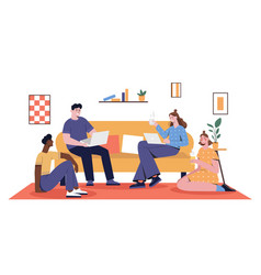 Friends Sitting In Room Concept