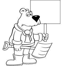 Polar Bear Holding A Snow Shovel And A Sign