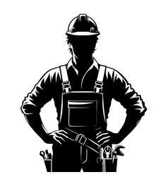 Silhouette Of A Construction Worker With Hardhat