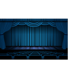 Realistic Blue Stage Curtain Room