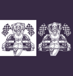 Street Racer Girl Monochrome Logotype