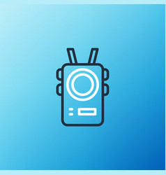 Line Police Body Camera Icon Isolated On Blue