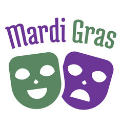 Mardigras Happy Sad Masks Color Lettering