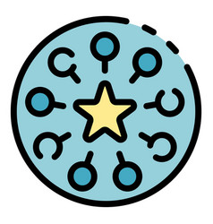 Star In The Circle Icon Color Outline