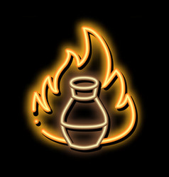 Clay Vase On Fire Neon Glow Icon