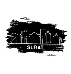 Surat India City Skyline Silhouette Hand Drawn