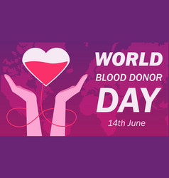 World Blood Donor Day Banner With Heart Bag