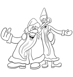 Cartoon Santa Clauses Singing A Christmas Carol