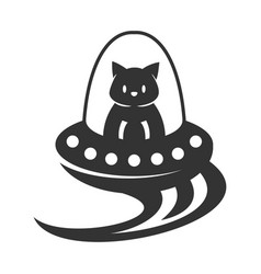 Cat Driving Ufo Icon Brand Identity