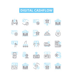 Digital Cashflow Line Icons Set Digital