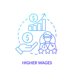 Higher Wages Blue Gradient Concept Icon