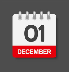 Icon Day Date 1 December Template Calendar Page