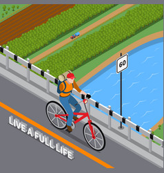 Disabled Person On Bicycle Isometric