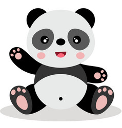 Cute Panda Waving Hand Sitting