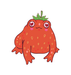 Cute Strawberry Frog Isolate On White Background