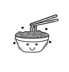 Cute Bowl Of Noodle With Doodle