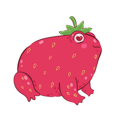 Cute Strawberry Frog Isolate On White Background